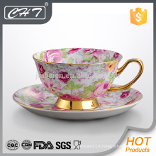 200ML High quality elegant porcelain coffee cup and saucer with flower design